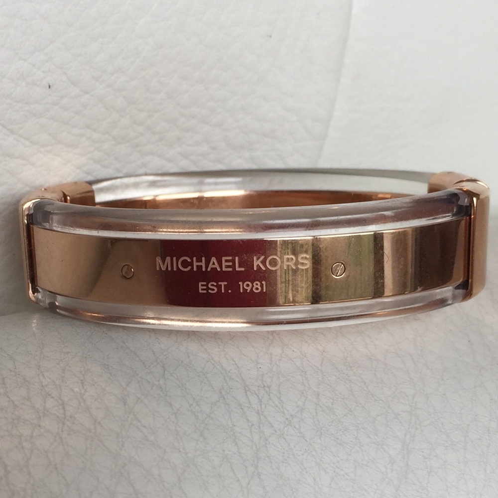 MICHAEL KORS NEW Hinge Rose Gold Clear MK Bracelet